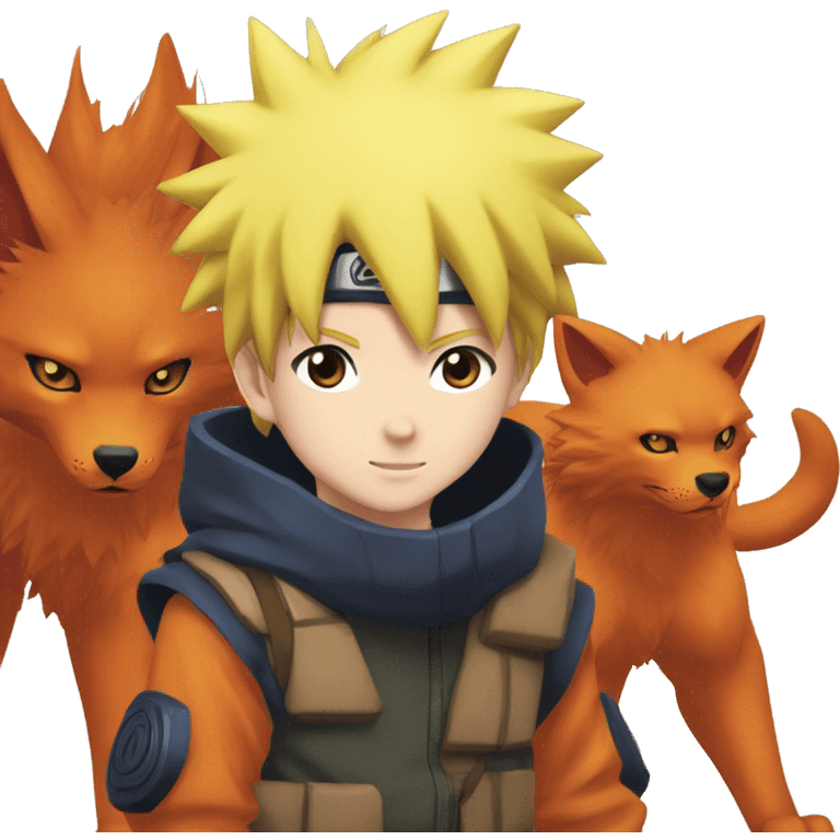 Naruto as a kid playing with kurama emoji