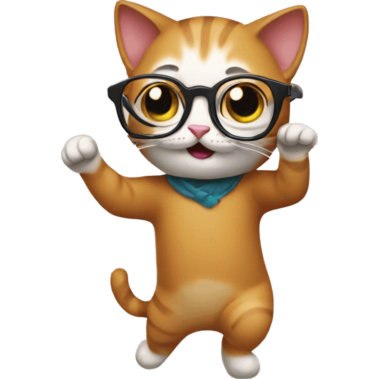 Cat dancing with glasses emoji