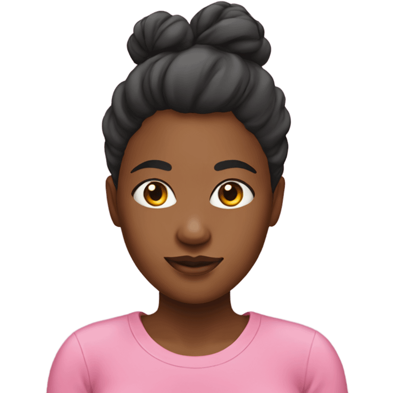 Black woman with a bun and pink T shirt emoji