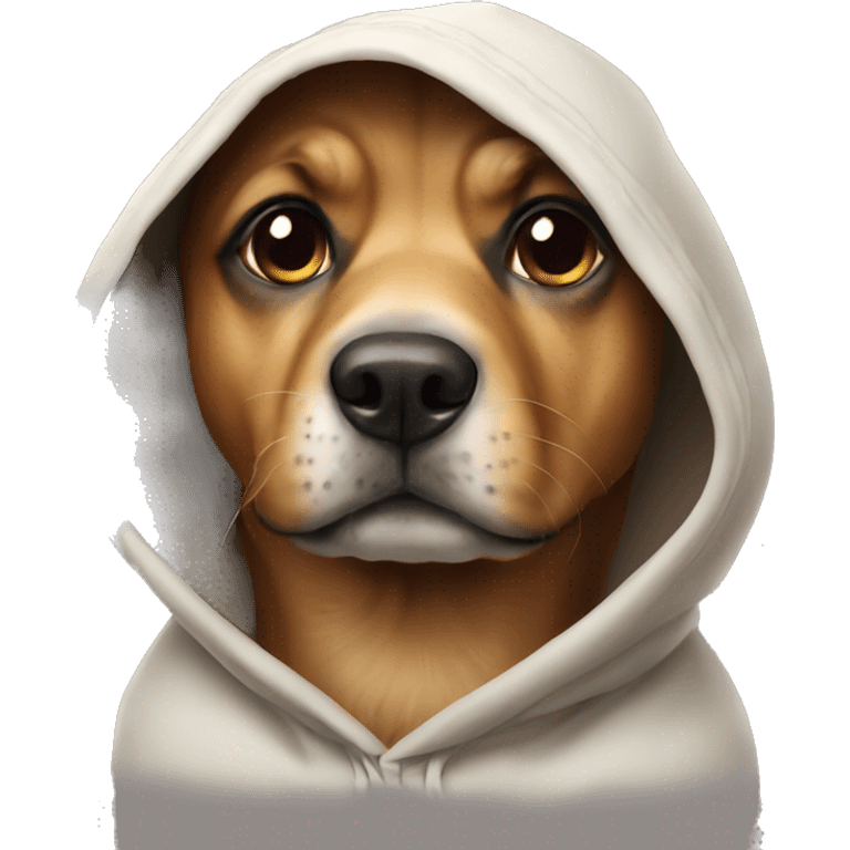 Dog wearing a hodie emoji