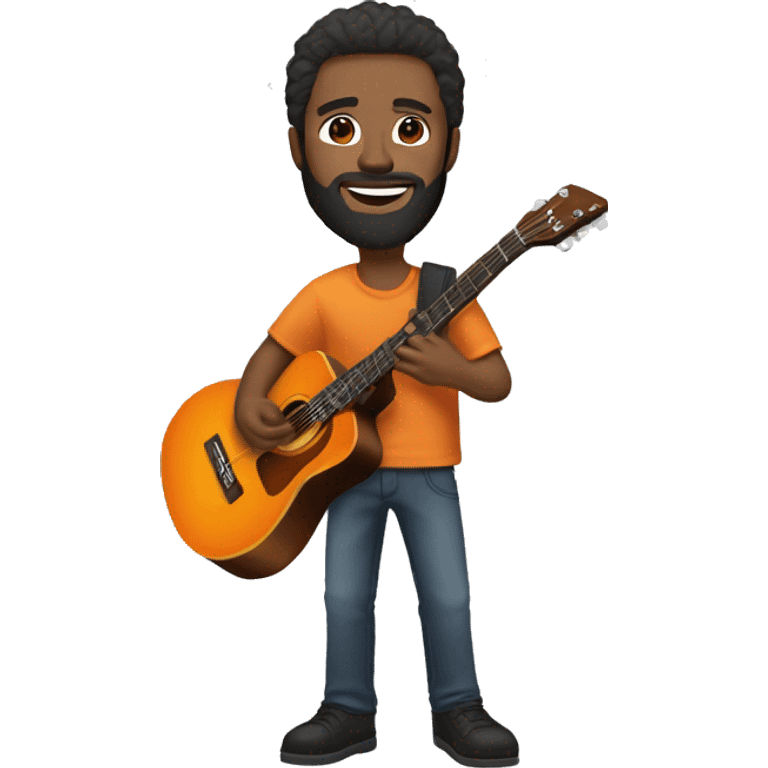 Man with short straight dark brown hair and beard orange ibenez guitar emoji