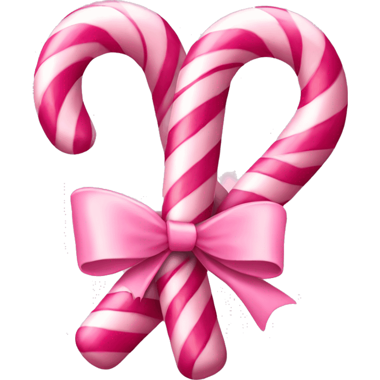 A light pink candy canes, with pink bow on it emoji