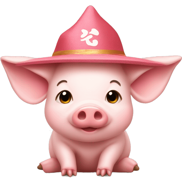 piglet with japanese hat  emoji