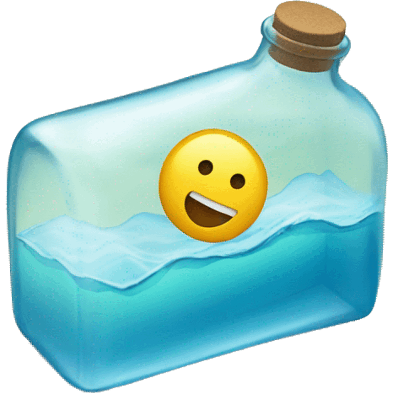 make a bottle laying in ocean with a note half sticking out of it emoji