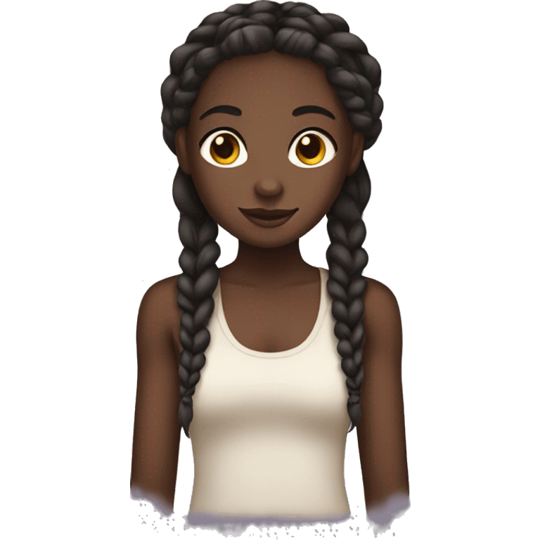 darkskin girl with braids round head emoji