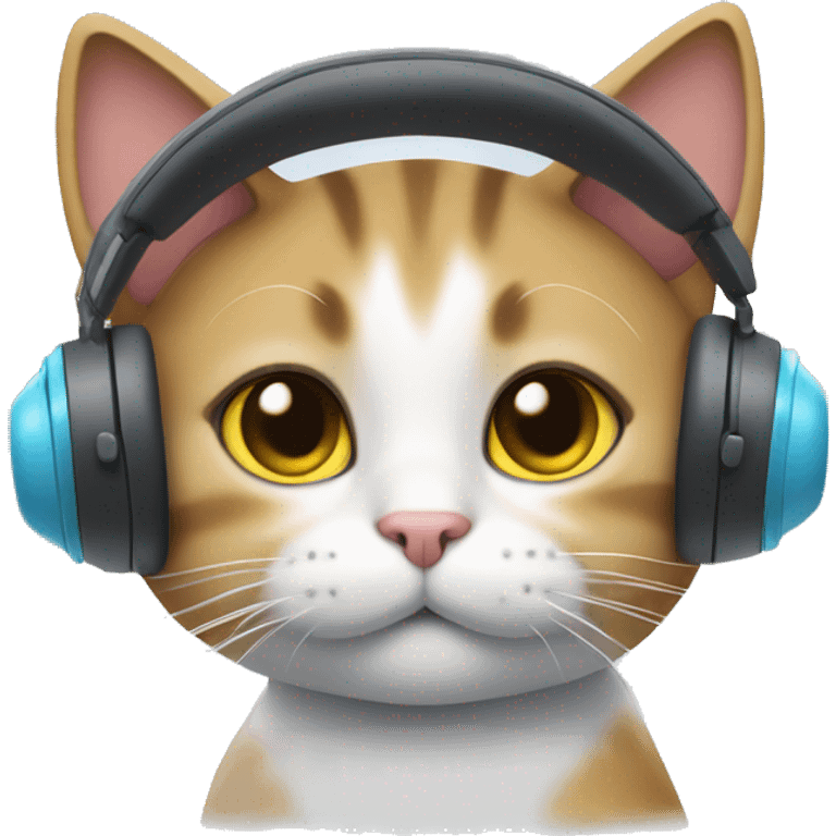 Cat with headset with hr hand emoji