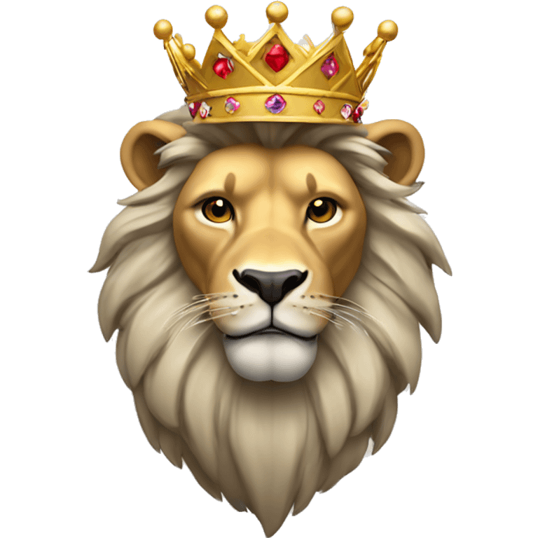 Un león con corona de diamentes y rubíes  emoji