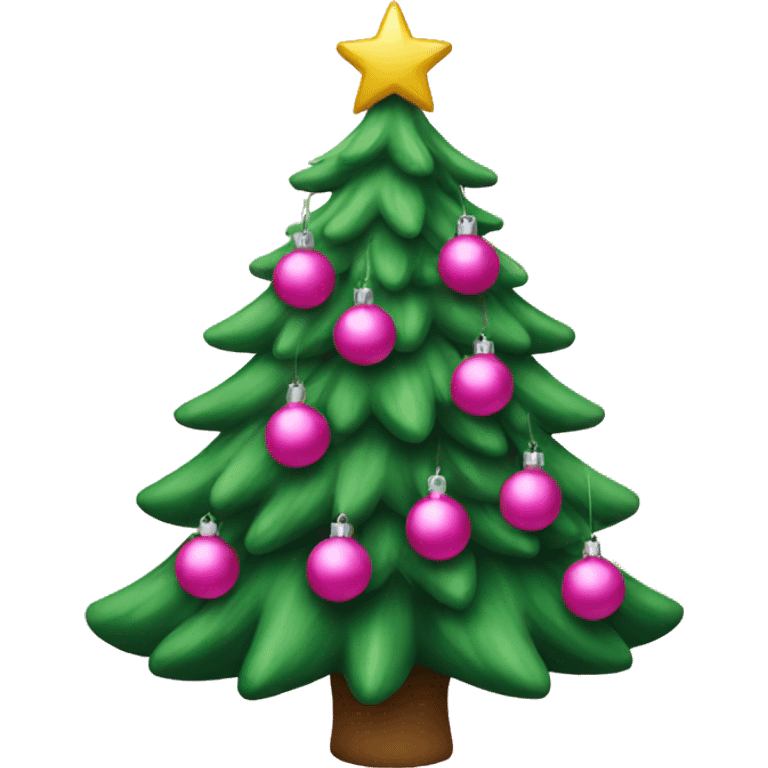 A Christmas tree with pink ornaments  emoji