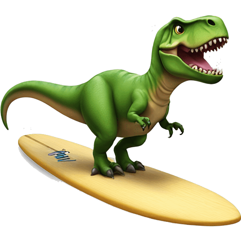 t-rex on a surfboard emoji