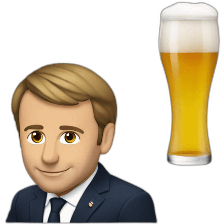 Macron avec une bière emoji