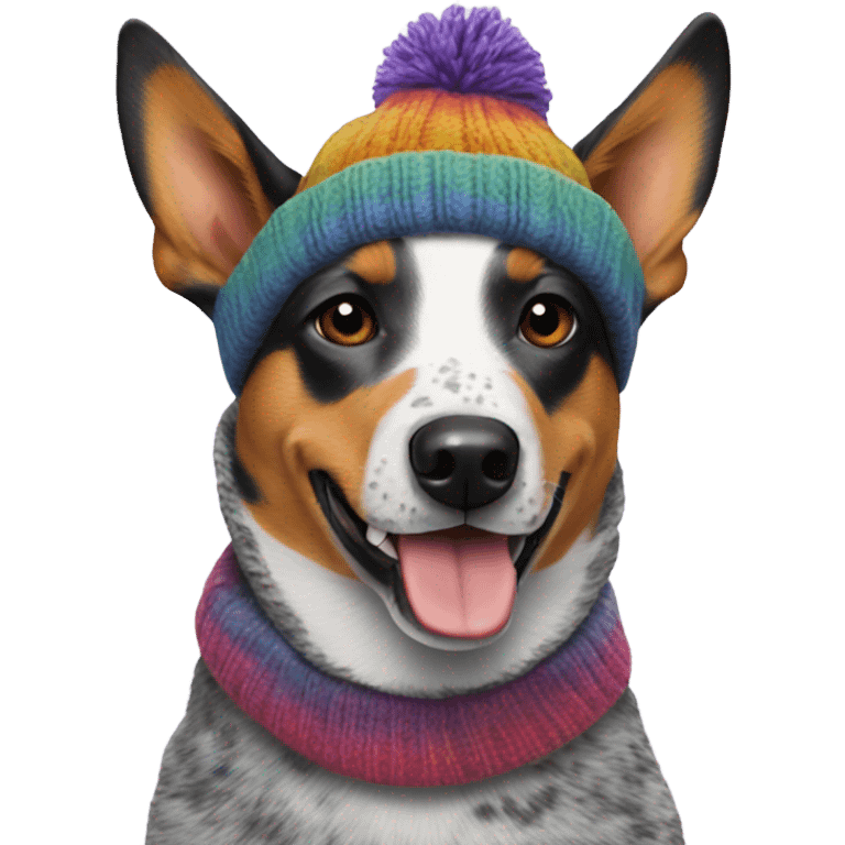 Australian cattle Dog wearing a knit hat emoji