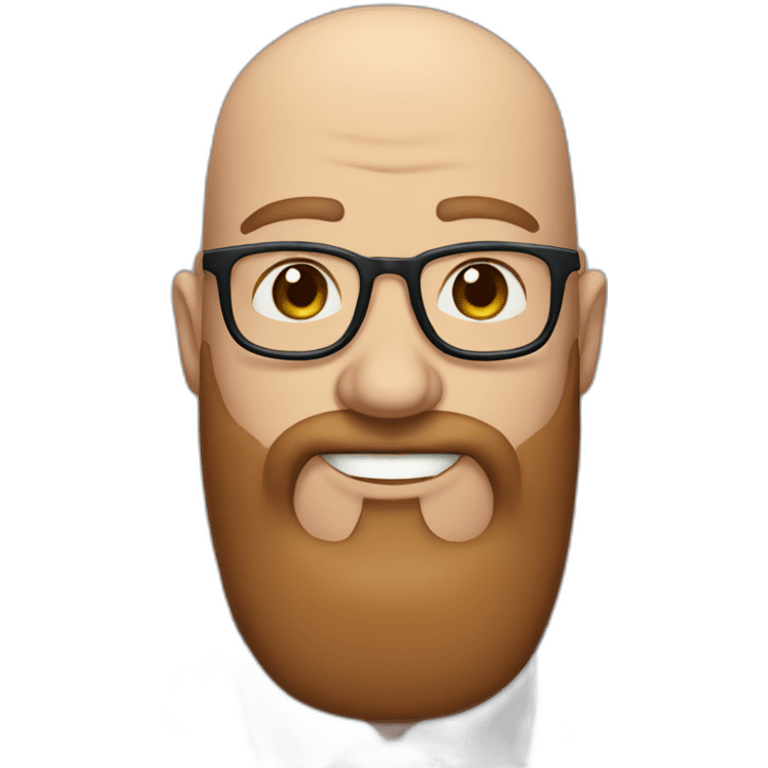 blue-eyed fat smiling bald man with a long brown beard in a blue suit with glasses emoji