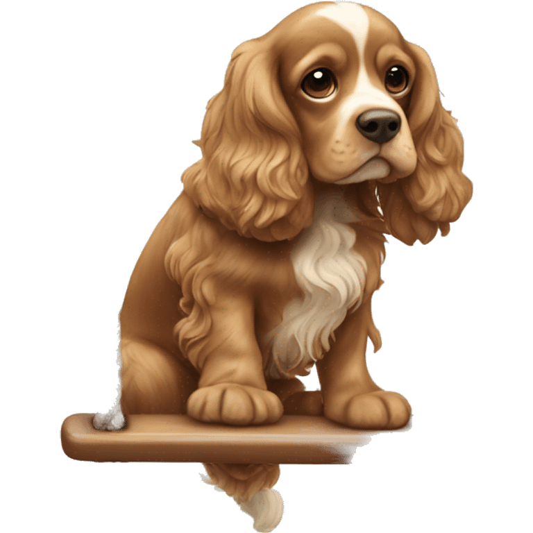 A cocker spaniel on a swing emoji