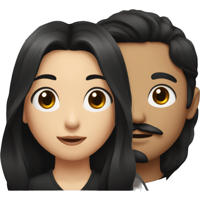 girl with black long hair and boy with black hair and moustache emoji