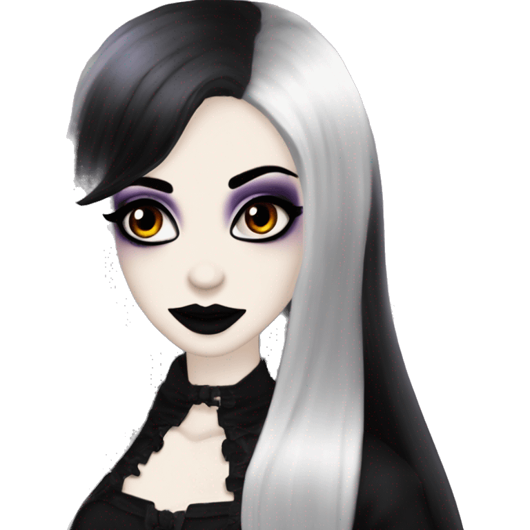 Elissabat -long-hair-dark-black-and-black-vampire-goth-makeup-pinkeyes-romanticgothcloses- emoji