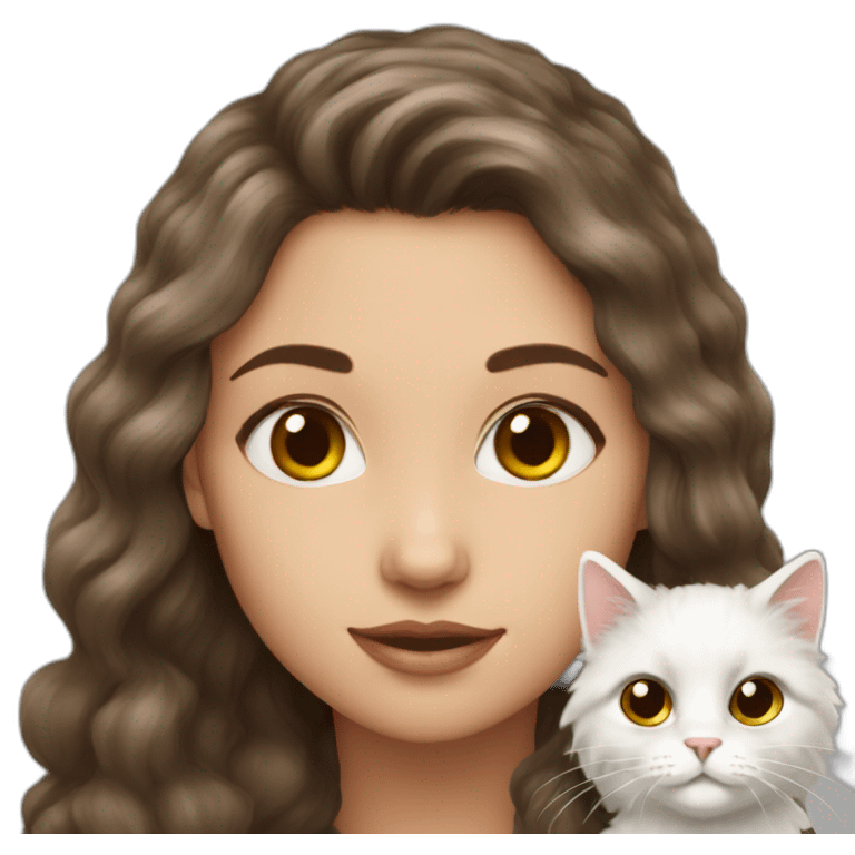 Girl-brunette-and-cat-angora emoji