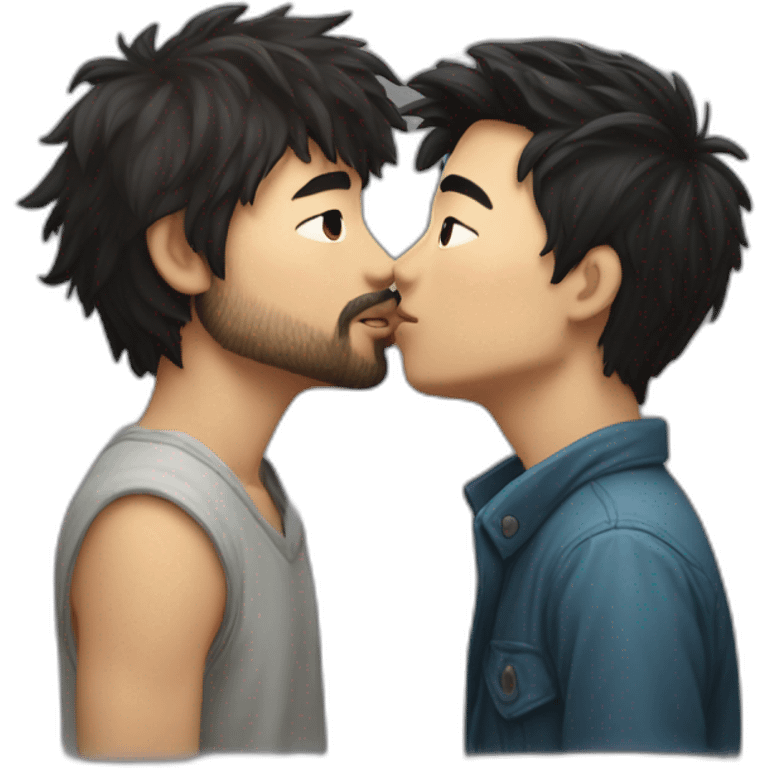 scruffy-boy-and-asian-gilr-kissing emoji