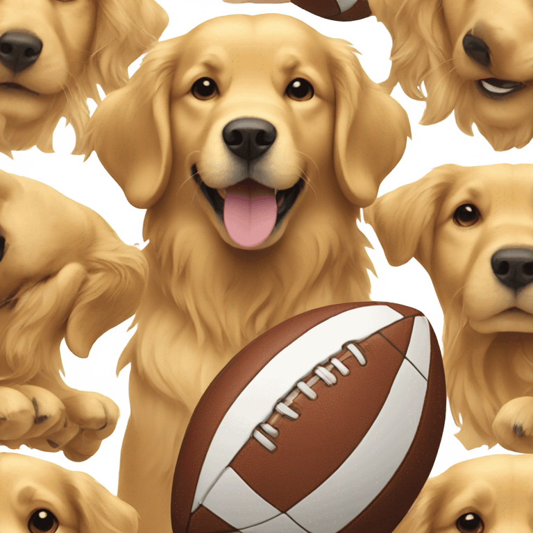 Golden retriever holding a football  emoji