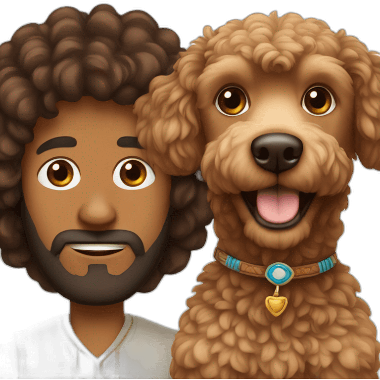 A brown poodle and a Indian man emoji