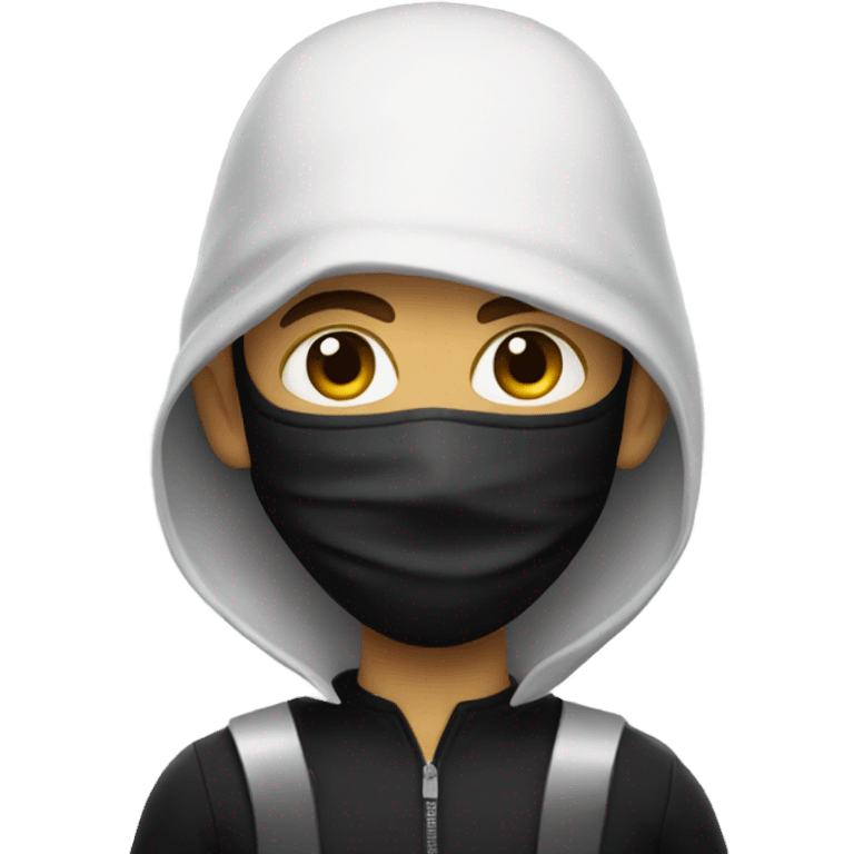 A robber dressed white and black wearing a mask emoji