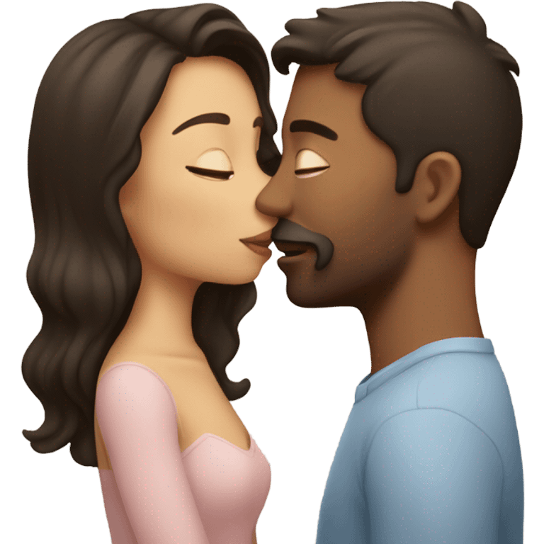 Brunette couple kissing  emoji