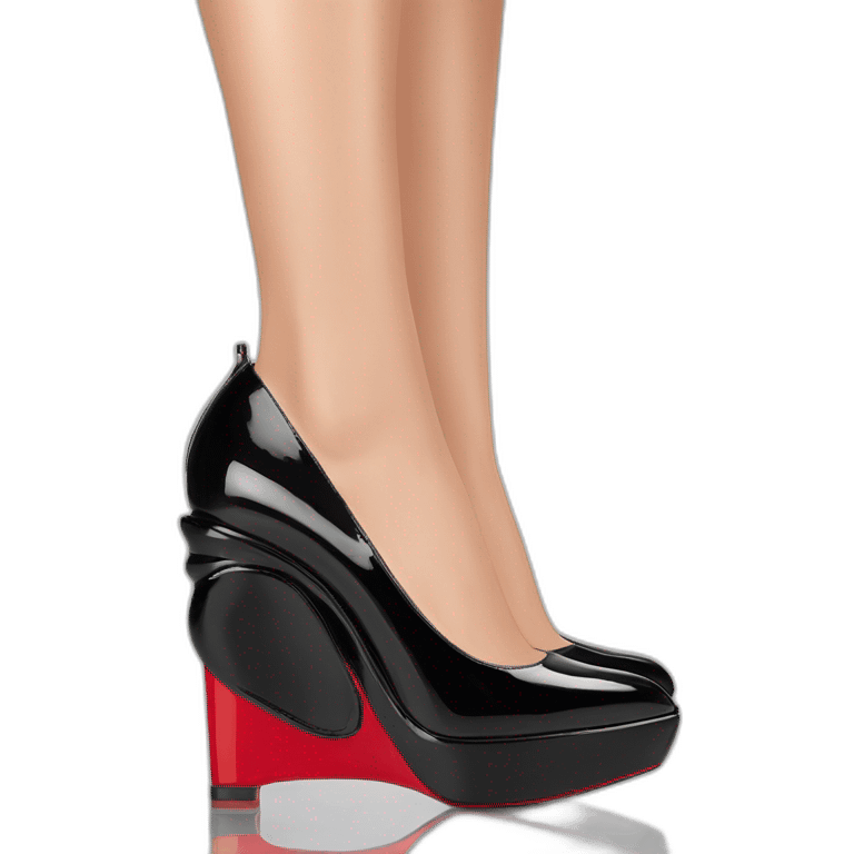 Plume Sling WEDGE heel LOUBOUTIN black PATENT emoji