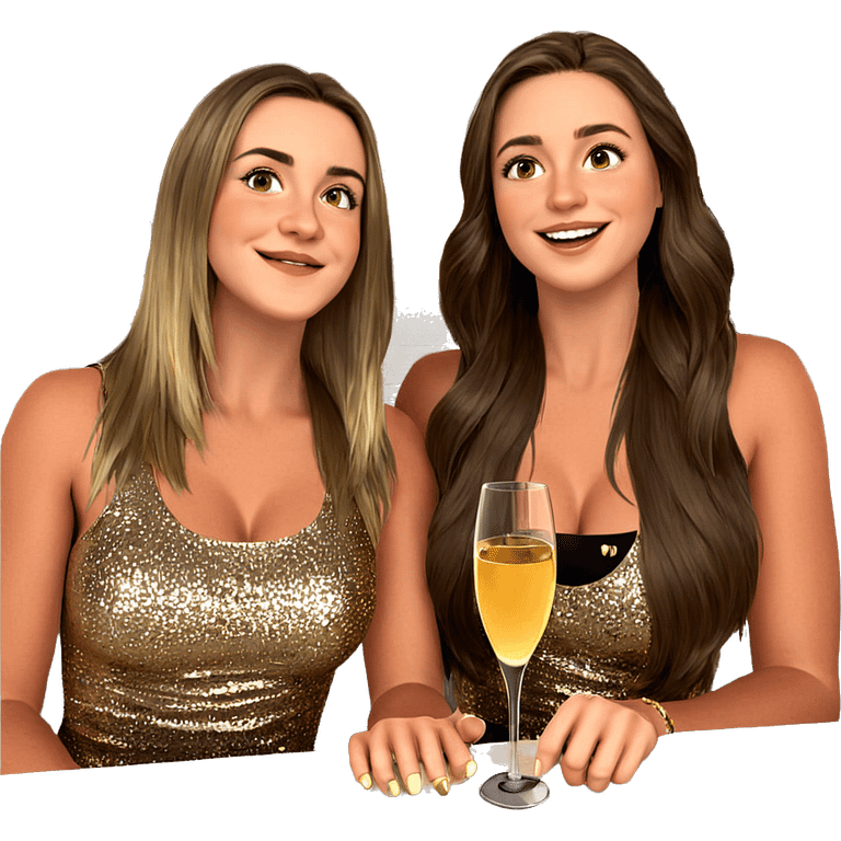 girls enjoying champagne together emoji