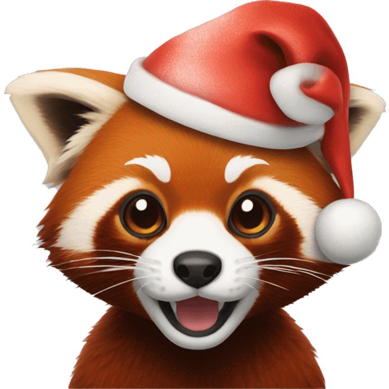 Red panda with a Santa hat emoji