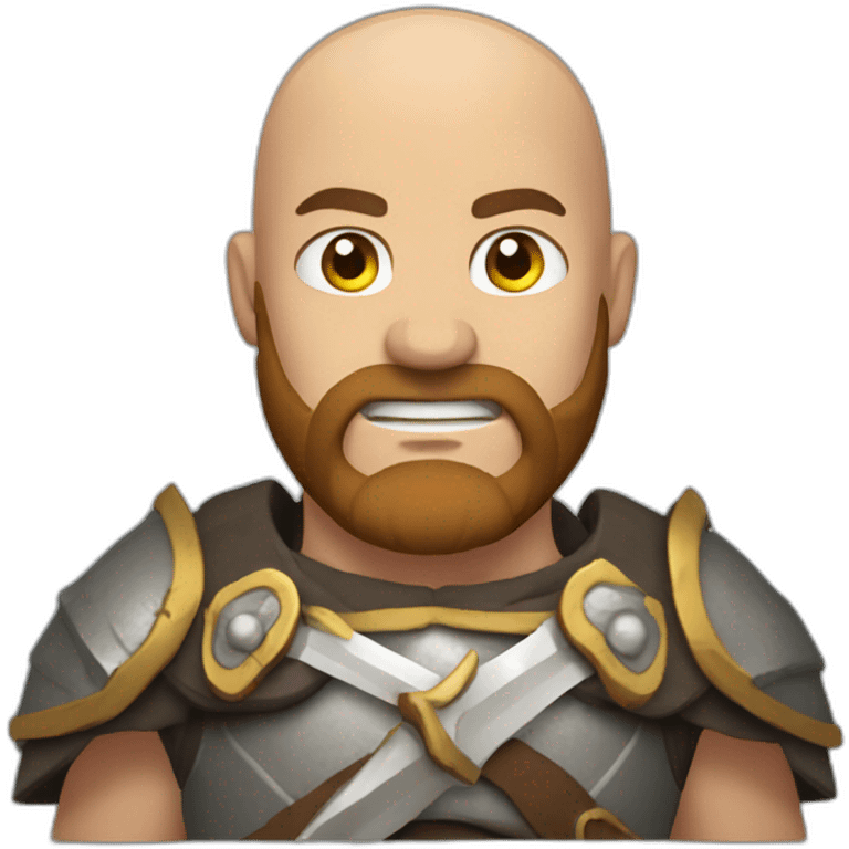 bald bearded barbarian with sword emoji