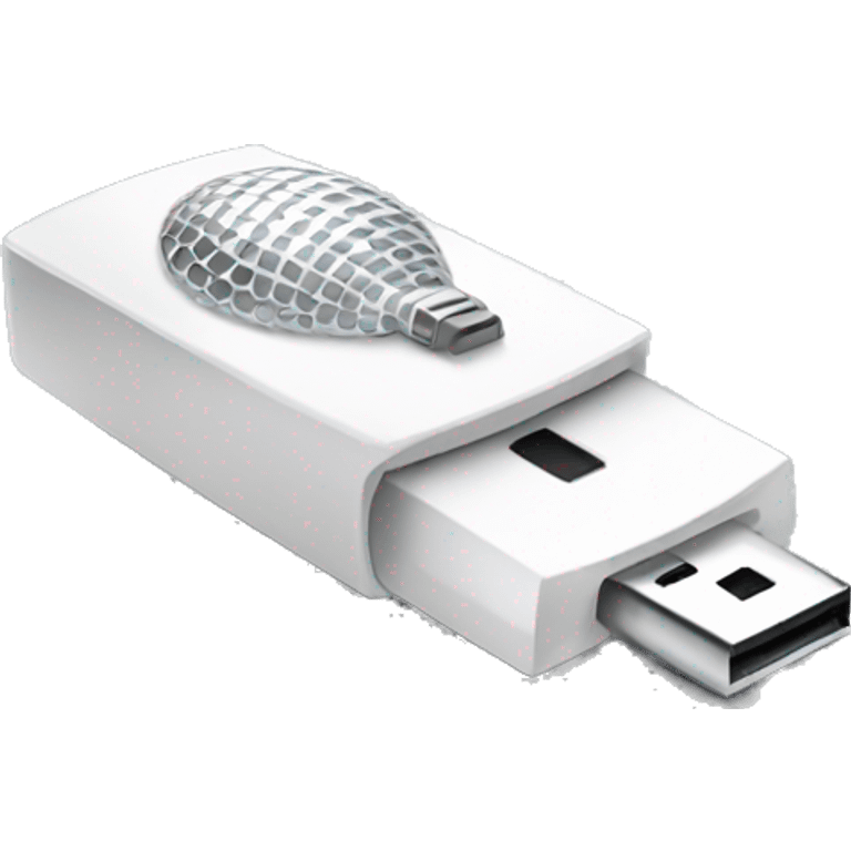 white pendrive with silver disco ball emoji