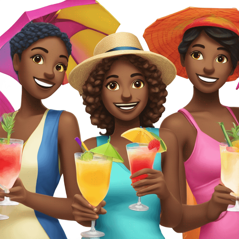 5 girls having a non alcoholic cocktail  emoji