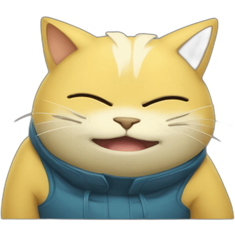 Yellow cat disguised of snorlax emoji