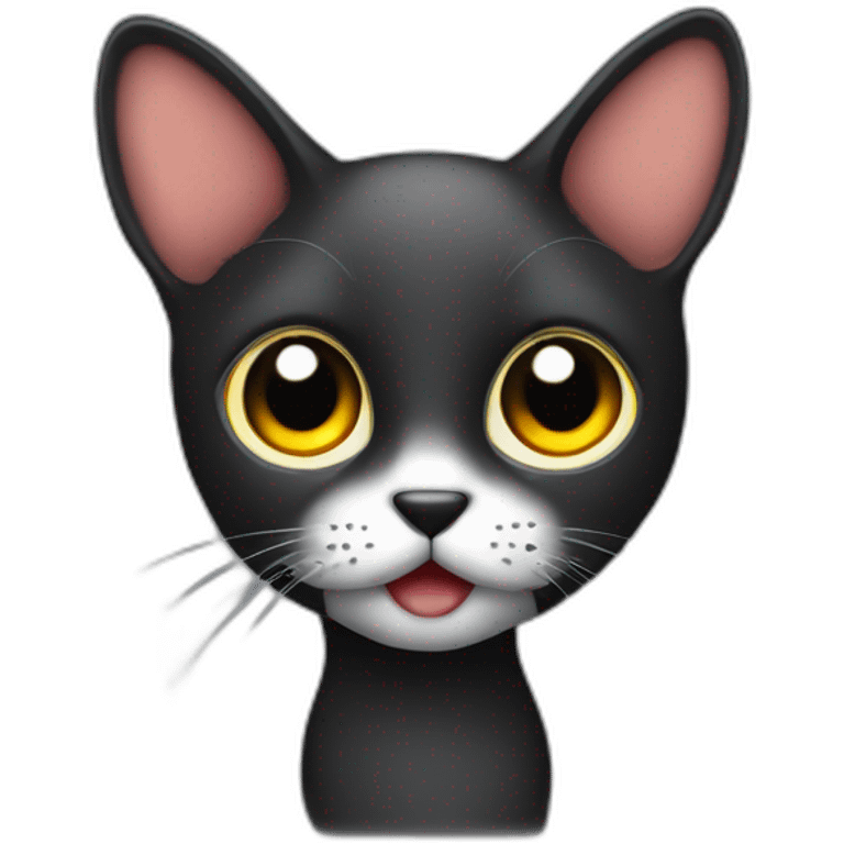 Gato negro con ojos amarillos mirando juzgando molesto emoji