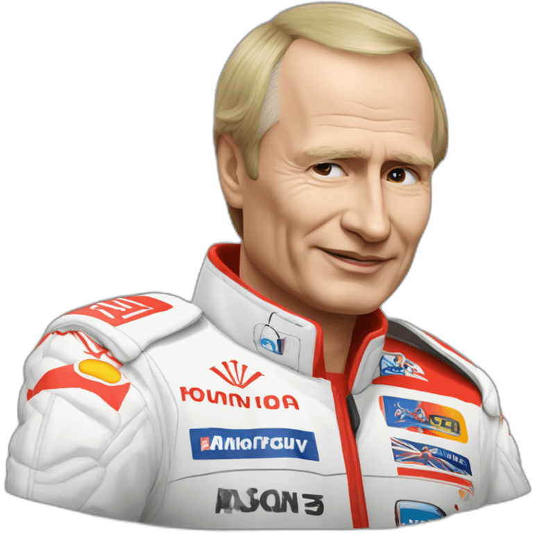 Vladimir poutine qui conduit une formule 1 emoji