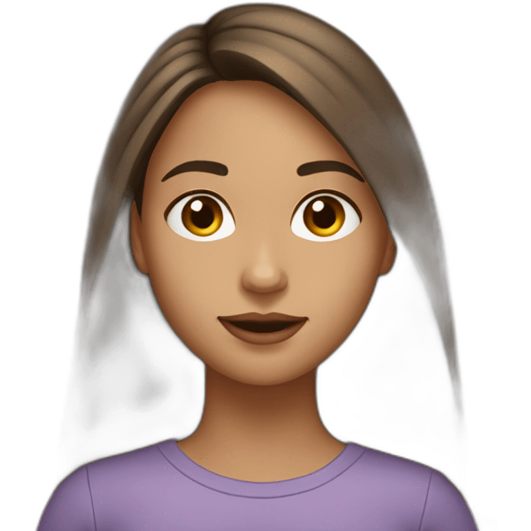 light skin girl long dark brown hairs with laptop emoji