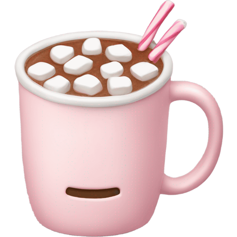 Light Pink mug of hot chocolate with marshmallows  emoji