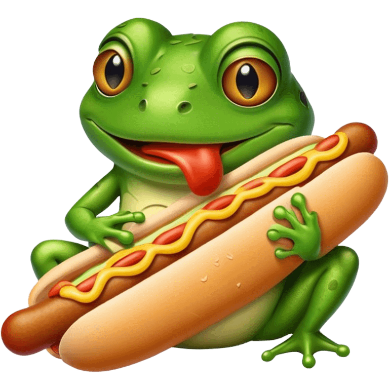 frog eating hotdog emoji