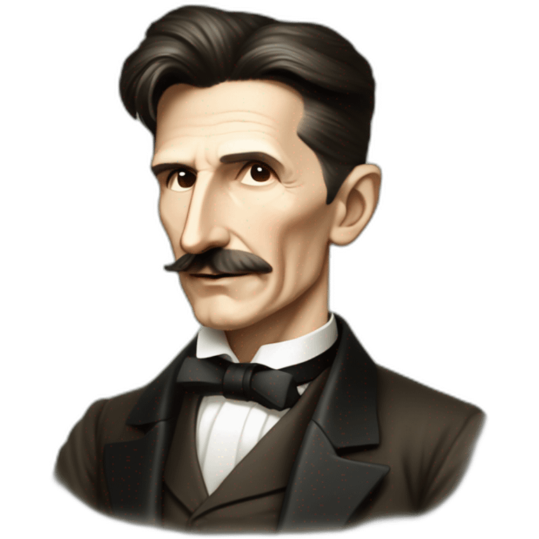 Nikola Tesla with radio signal emoji