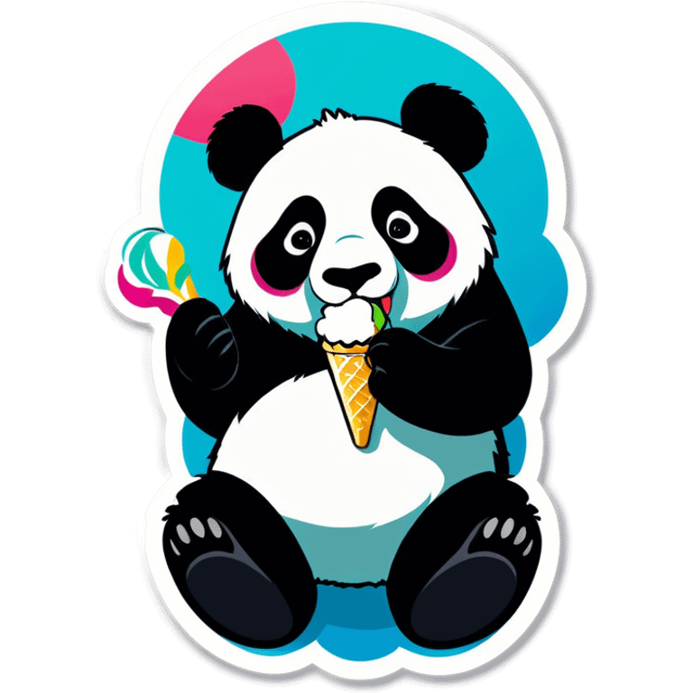 Panda eating ice cream emoji