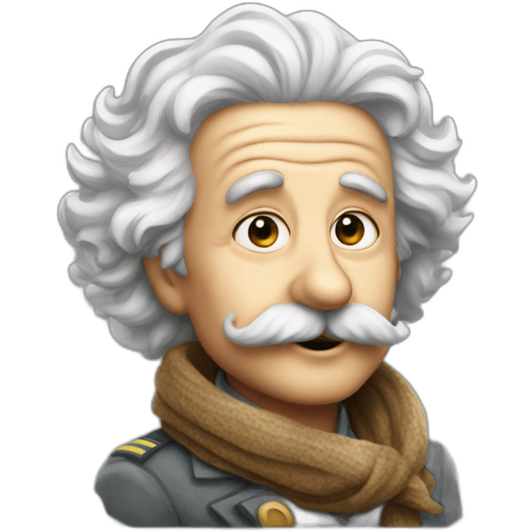 Einstein as old timey pilot with billowing scarf emoji