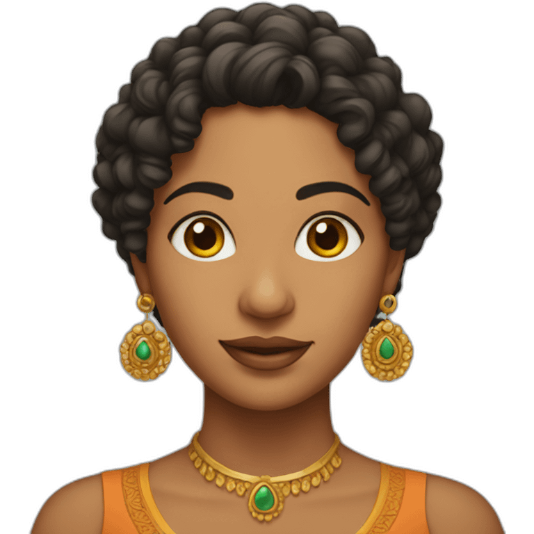 Indian woman with curly hair and earrings emoji