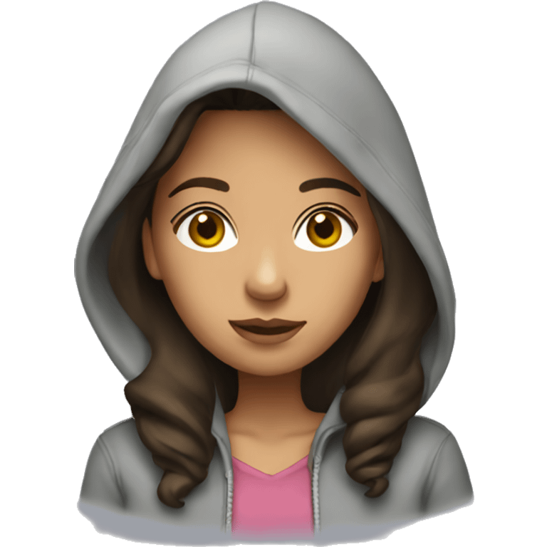 brunette girl wearing a hoodie emoji