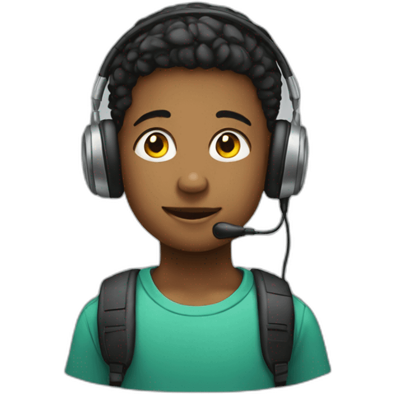 young boy listening to audio emoji