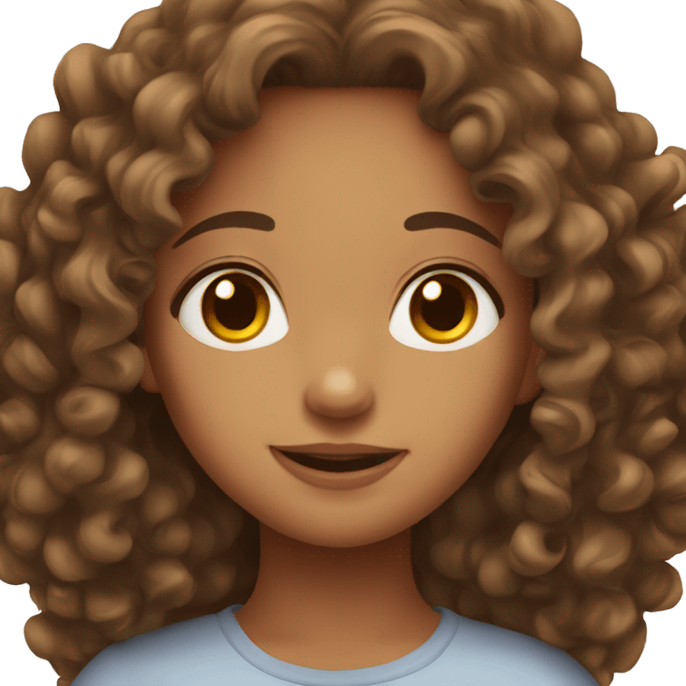 Cute girl with brown Curly  hair  emoji