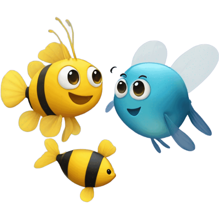 Fish and bee in love emoji