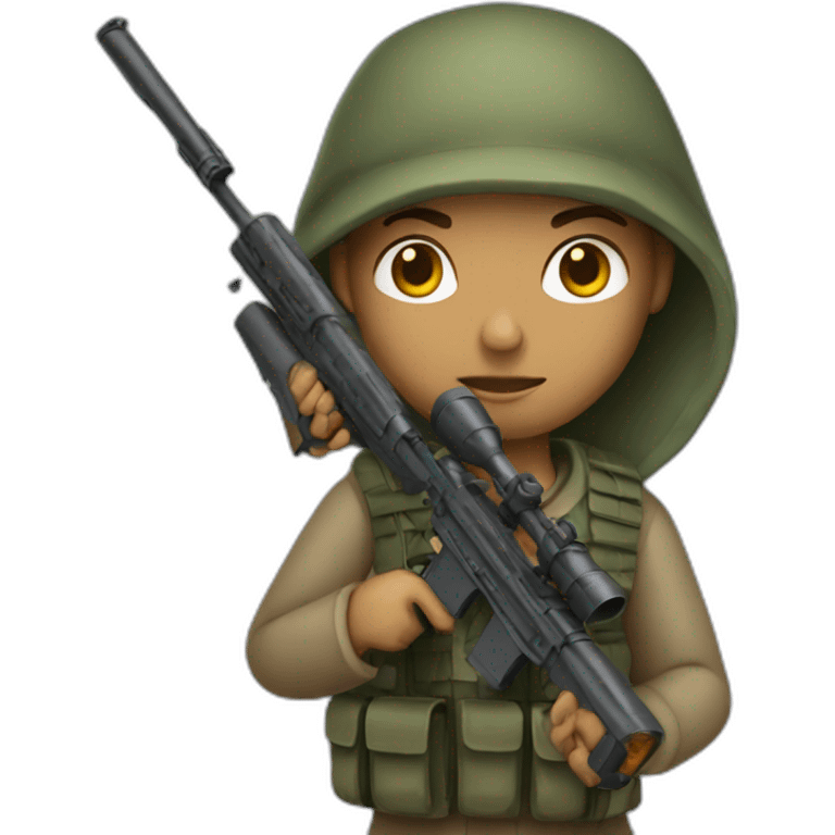 sniper with a rifle and with light skin emoji