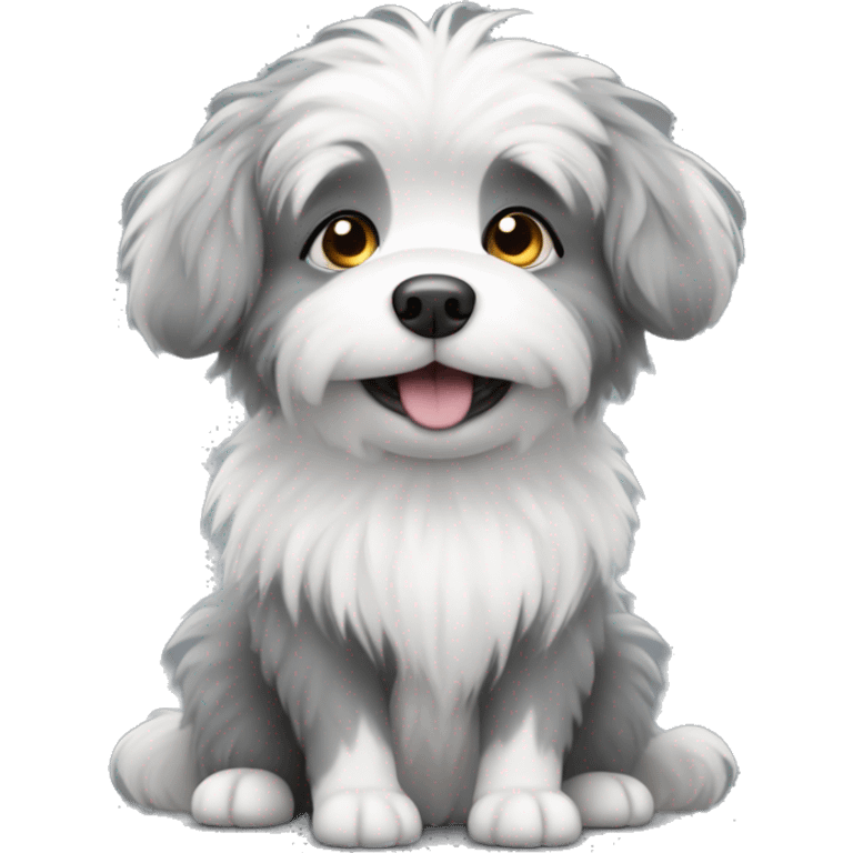 Grey and white little fluffy dog emoji