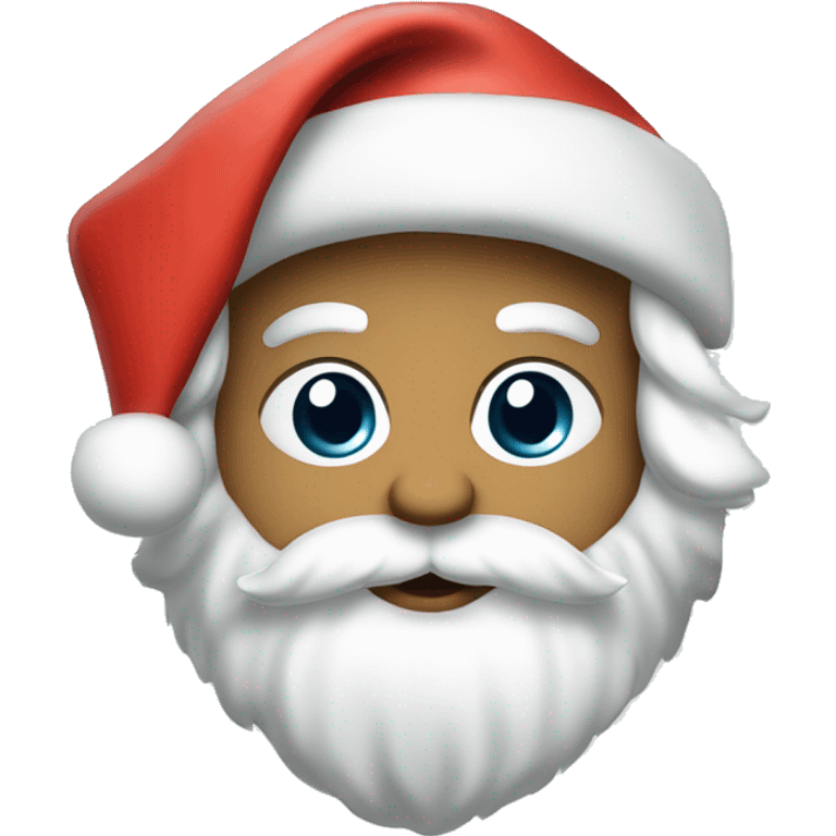 “An adorable Santa with a red suit, fluffy white beard, rosy cheeks, big eyes, and a red hat with a white pom-pom.” emoji