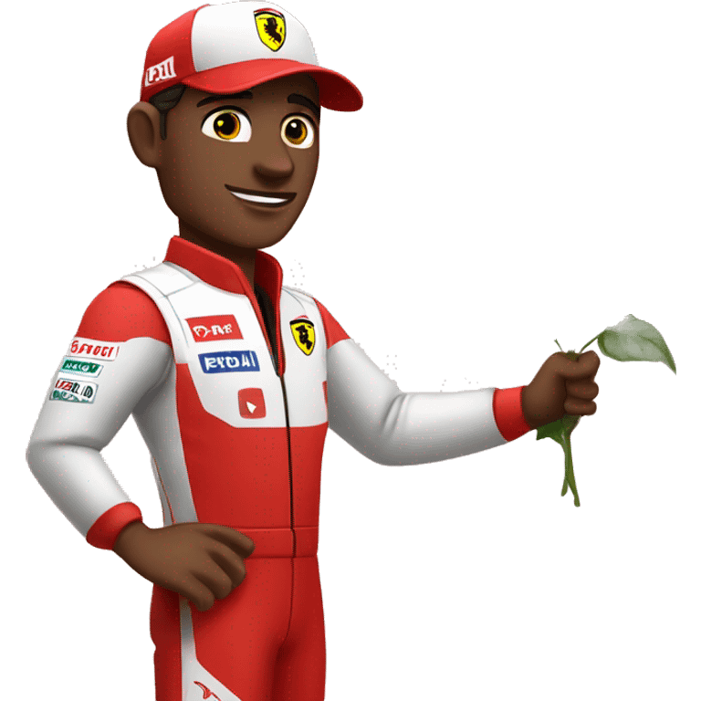 Ferrari driver with rose in hand emoji