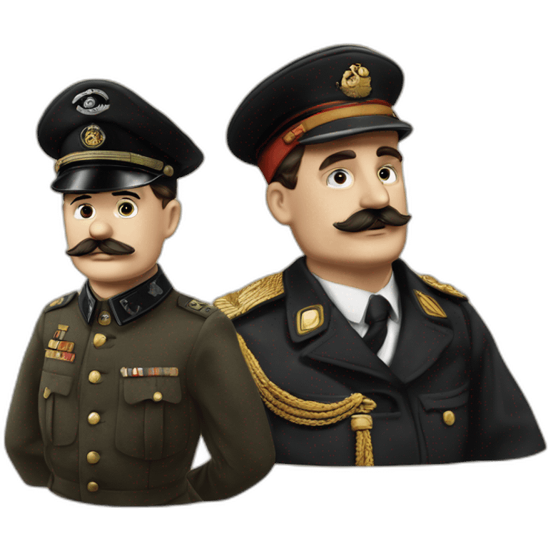 Charlie Chaplin with mustach of a german chief during the 1940s and a military cap from Germany  emoji